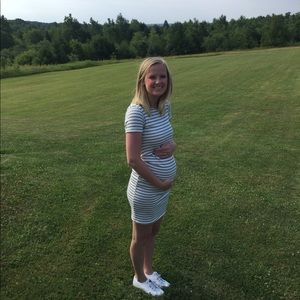 Grey striped fitted dress